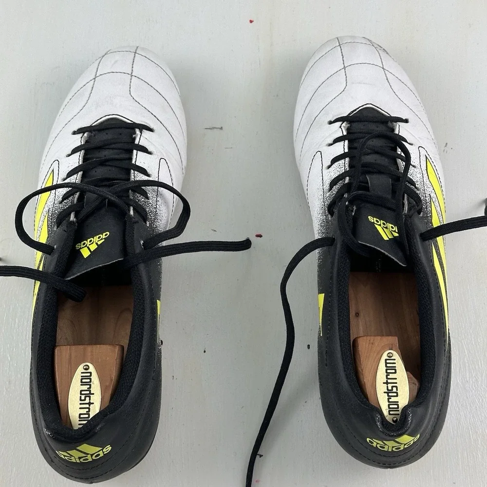 Adidas ACE 17.4 FxG Soccer Cleats Men Sz 12 White Yellow S77090 Shoes Leather